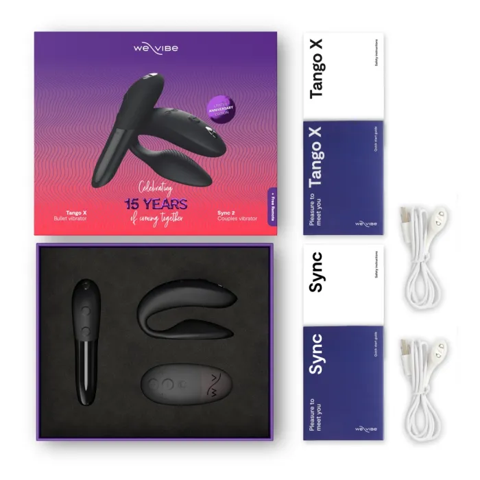 Inhoud Giftbox met Tango X en Sync 2 van We-Vibe