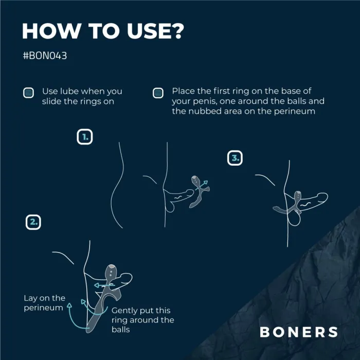 Gebruik van Triple vibrerende cockring van Boners