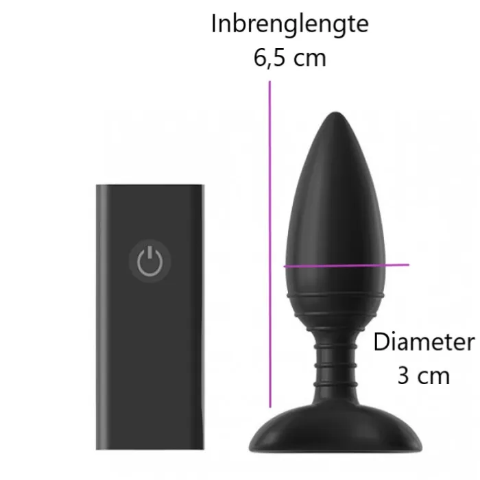 Afmetingen vibrerende buttplug met afstandsbediening