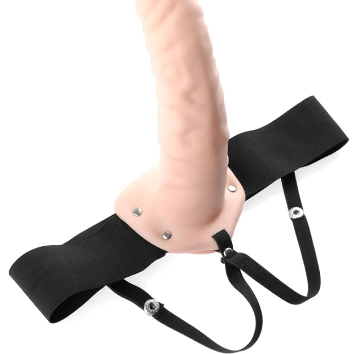 stevige strap-on huidskleur, 20 cm, holle dildo