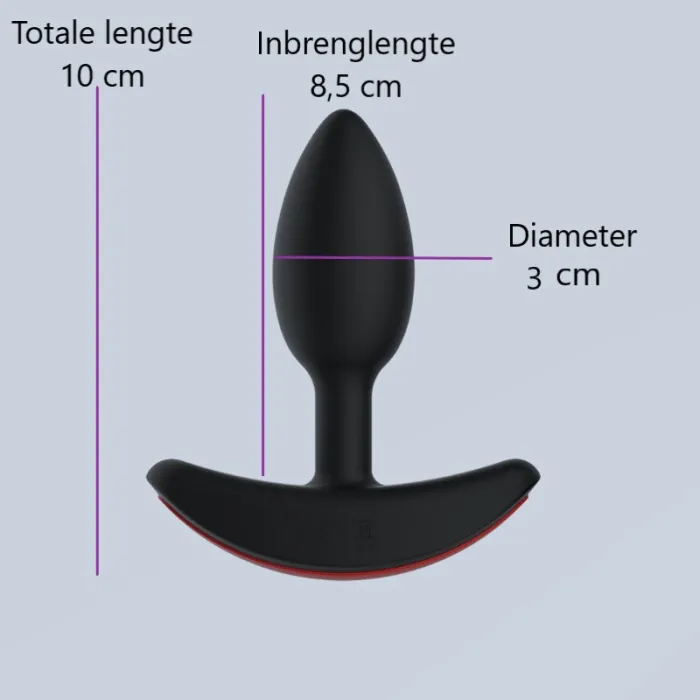 oplaadbare vibrerend anaal speeltje, afmetingen